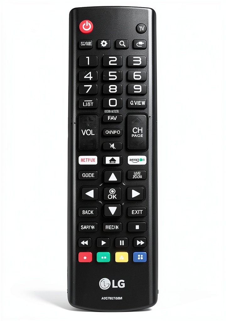 LG remote control on a coffee table