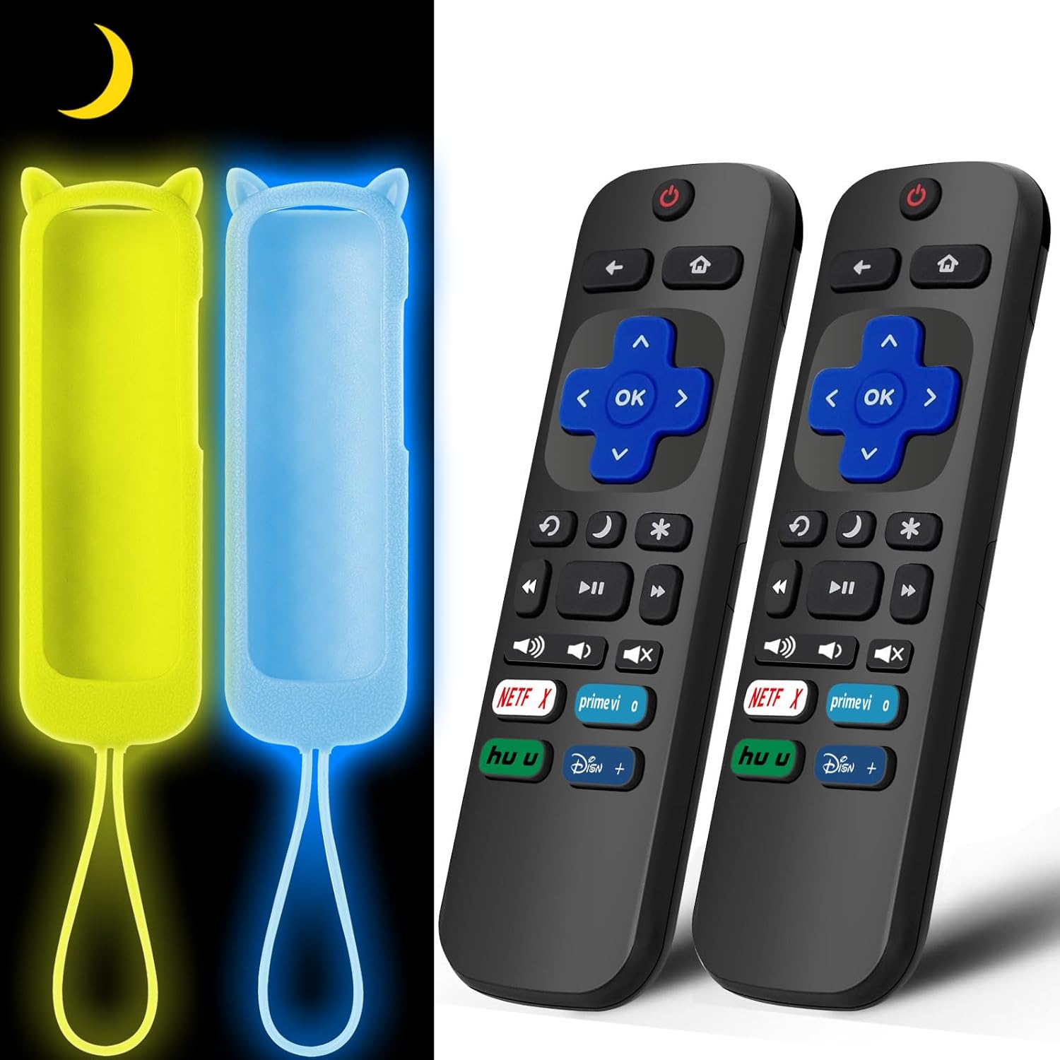 Roku remote cover with glow-in-the-dark design